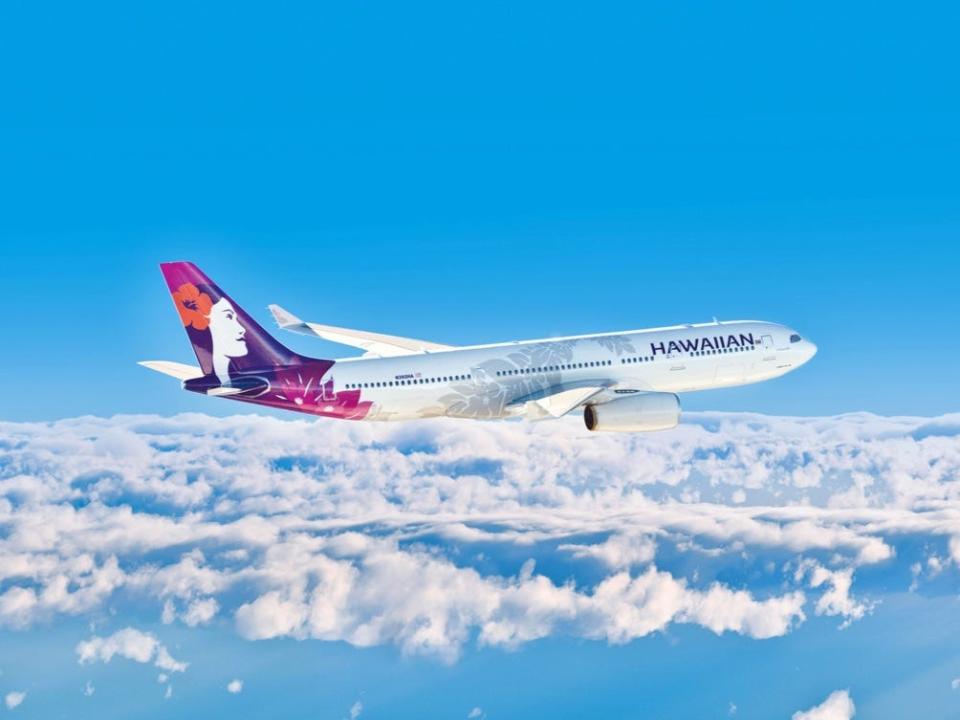 Hawaiian Airlines newest livery flying.