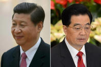 <b>Führungswechsel in China</b><br><br>In China tauscht die Kommunistische Partei nach zehn Jahren ihre Führungsriege aus: Hu Jintao (r.) gibt den Parteivorsitz an Xi Jinping (l.) ab, der im März 2013 vermutlich auch neuer Präsident wird. (Bilder: AFP)