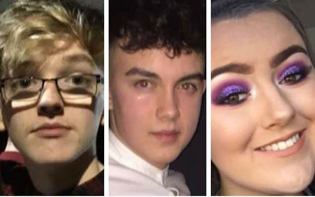 Morgan Barnard, 17, Connor Currie, 16, and Lauren Bullock, 17, have been named as the teens killed at a party in Northern Ireland.