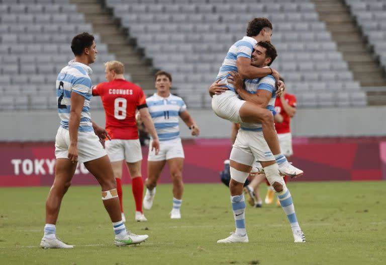 El festejo argentino en Tokio 2020. ¡Los Pumas 7s son de bronce!