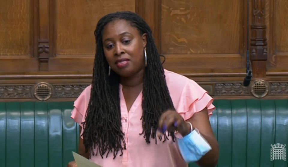 Labour MP Dawn Butler speaking in the Commons, she has been asked to leave the House of Commons for the remainder of the day after refusing to withdraw claims that Prime Minister Boris Johnson has �lied to the House and the country over and over again�. Picture date: Thursday July 22, 2021.