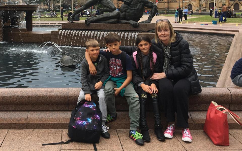 Sarah's mother with her children in Australia