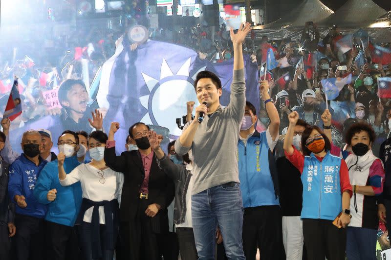 ▲蔣萬安宣布勝選，成為最年輕的台北市長，其得票率為21縣市倒數第二。（圖／記者康仲誠攝，2022.11.26）