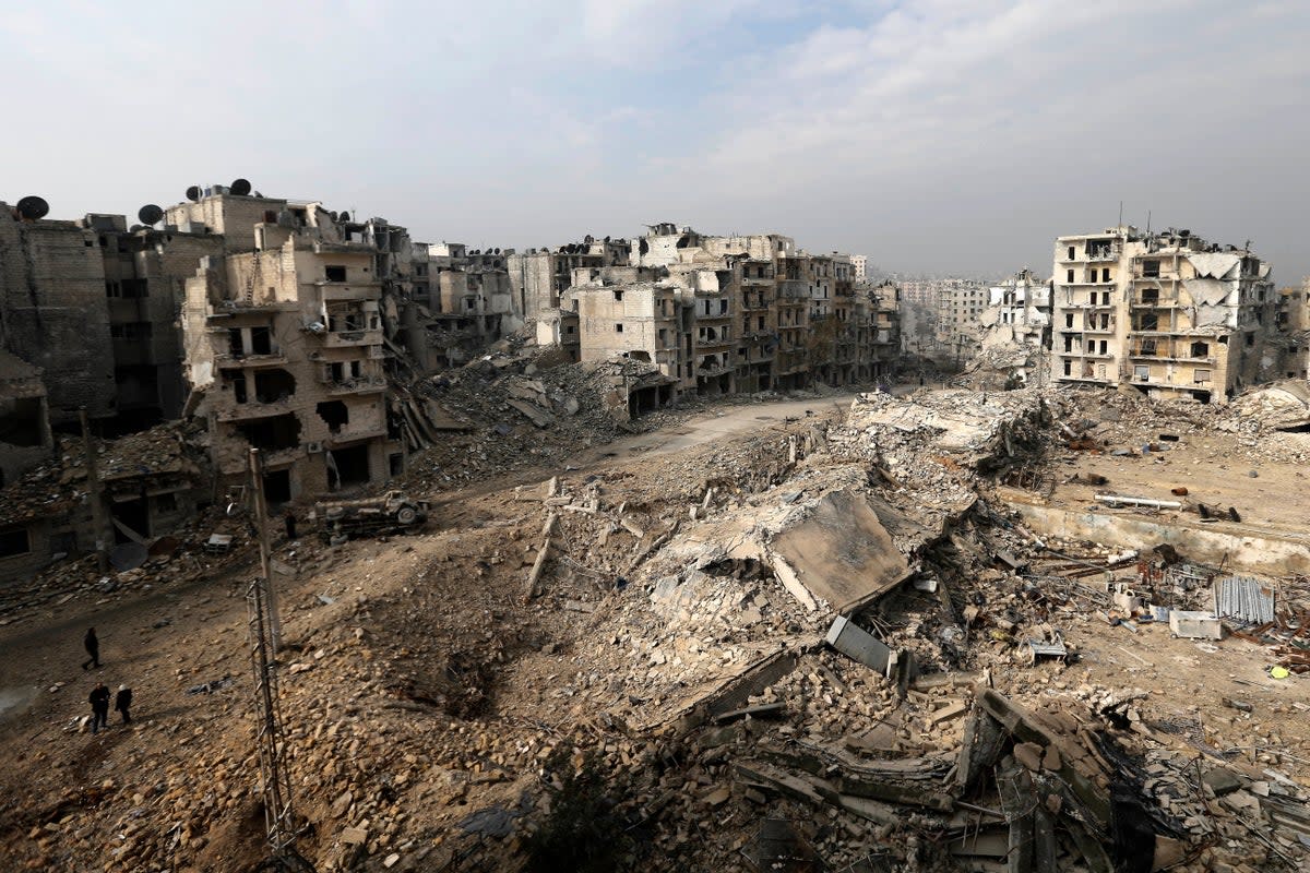 The destruction of Aleppo, which Kharkiv’s mayor compared to the onslaught of Russian attacks against Kharkiv (AP)