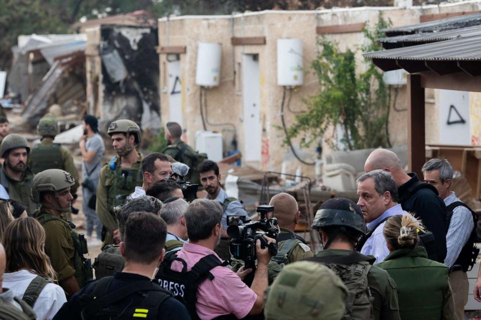 PHOTO: Chris Christie, Republican Presidential Candidate, visits Kibbutz Kfar Aza near the Gaza Border on Nov. 12, 2023 in Kfar Aza, Israel. (Alexi J. Rosenfeld/Getty Images)