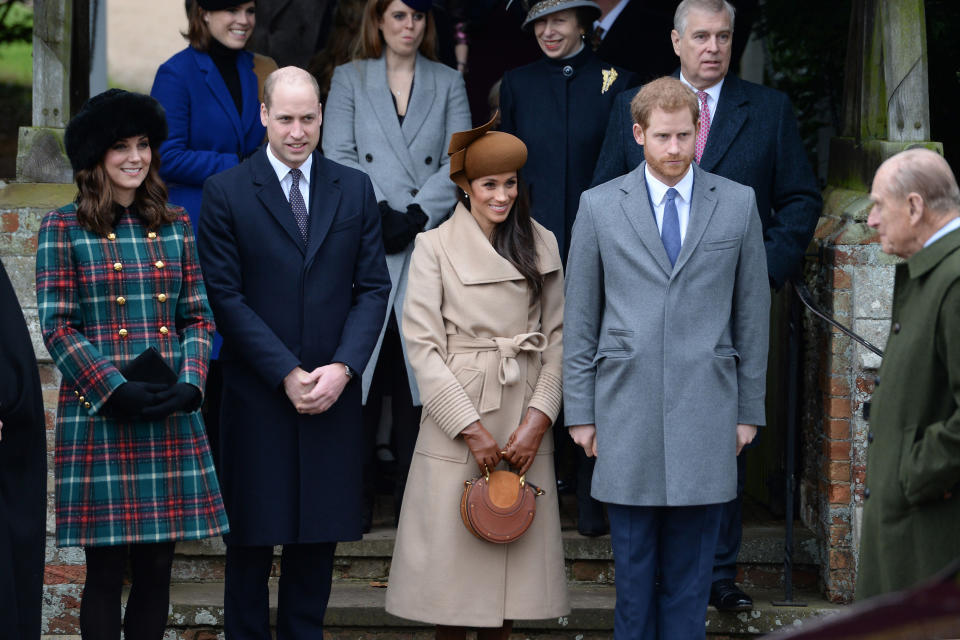 The Christmas tree isn’t the only tradition Harry and Meghan will be repeating this year, as the couple were famously pictured attending Christmas Day service at Sandringham with the Queen and the rest of the royal family. Photo: Getty Images