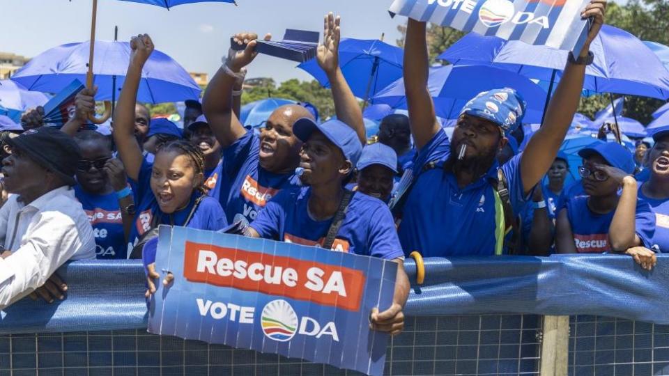 Party supporters during the DA (Democratic Alliance) general election manifesto launch rally held at the Union Buildings, Pretoria, South Africa, 17 February 2024