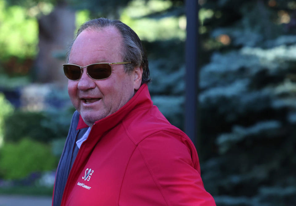 SUN VALLEY, IDAHO - JULY 13: Robert Bakish, President of Paramount Global, walks to a morning session at the Allen & Company Sun Valley Conference on July 13, 2023 in Sun Valley, Idaho. Every July, some of the world's most wealthy and powerful figures from the media, finance, technology and political spheres converge at the Sun Valley Resort for the exclusive weeklong conference. (Photo by Kevin Dietsch/Getty Images)