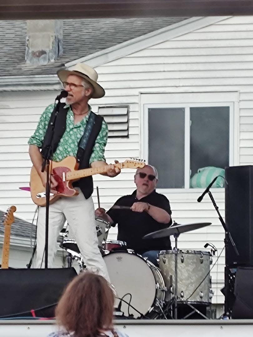 Del Fuegos singer Dan Zanes and drummer Woody Giessmann during the Del Fuegos' reunion concert on Saturday, July 15, 2023, at the East Bridgewater Commercial Club.