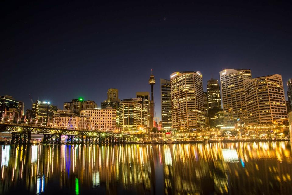 Sydney’s Darling Harbour by night