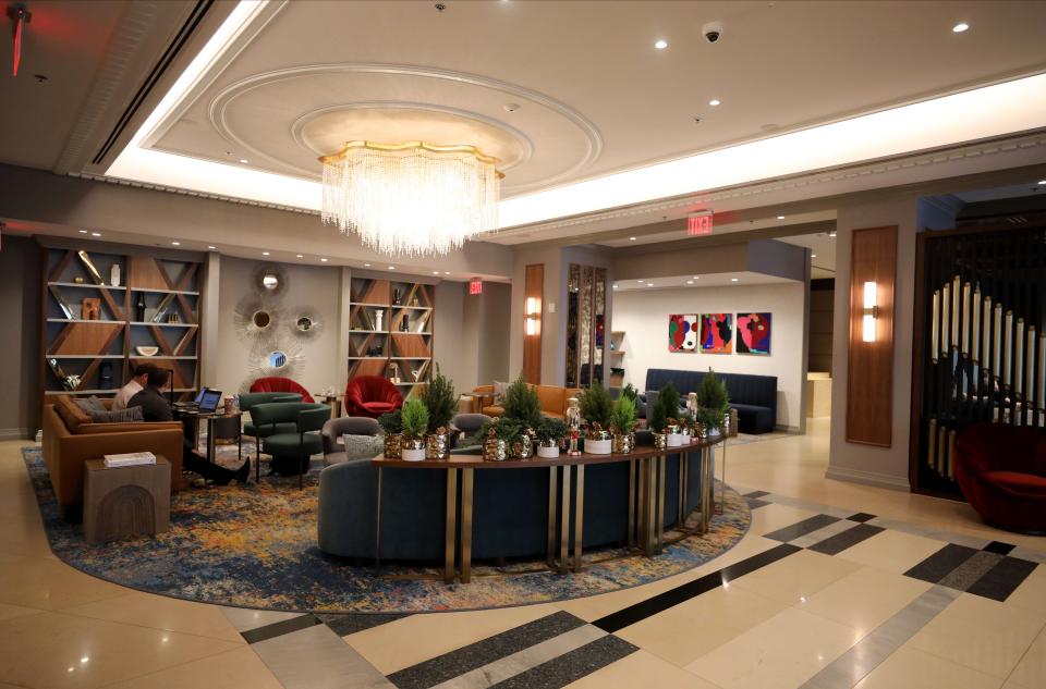 The renovated lobby at The Opus Westchester at 3 Renaissance Square in White Plains, Dec. 2, 2021. The hotel will soon get a new restaurant by David Burke.