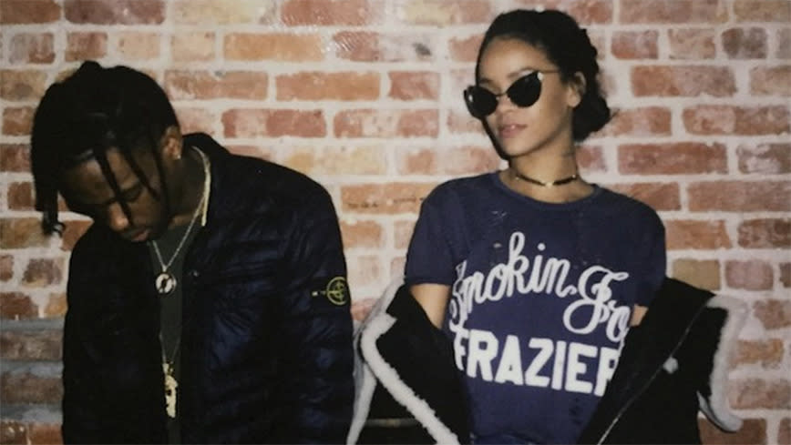 Travis & Rihanna posing