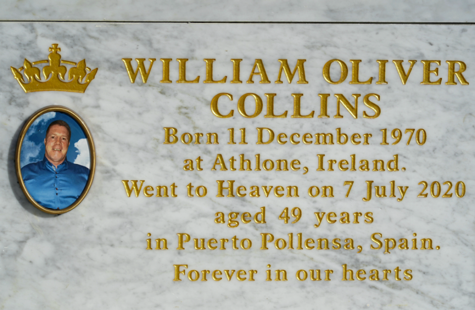 Willy Collins died aged 49 after collapsing while on holiday with his family in Majorca in July 2020. (SWNS)