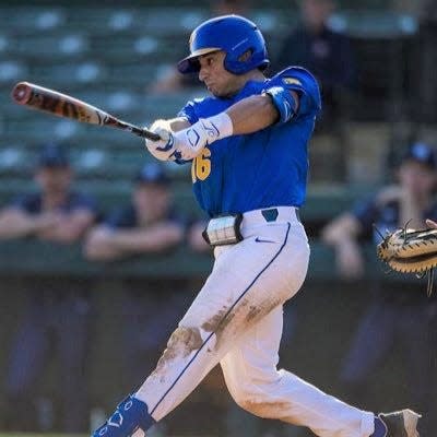 Pitt Panthers freshman shortstop Anthony LaSala connects with a pitch this season.