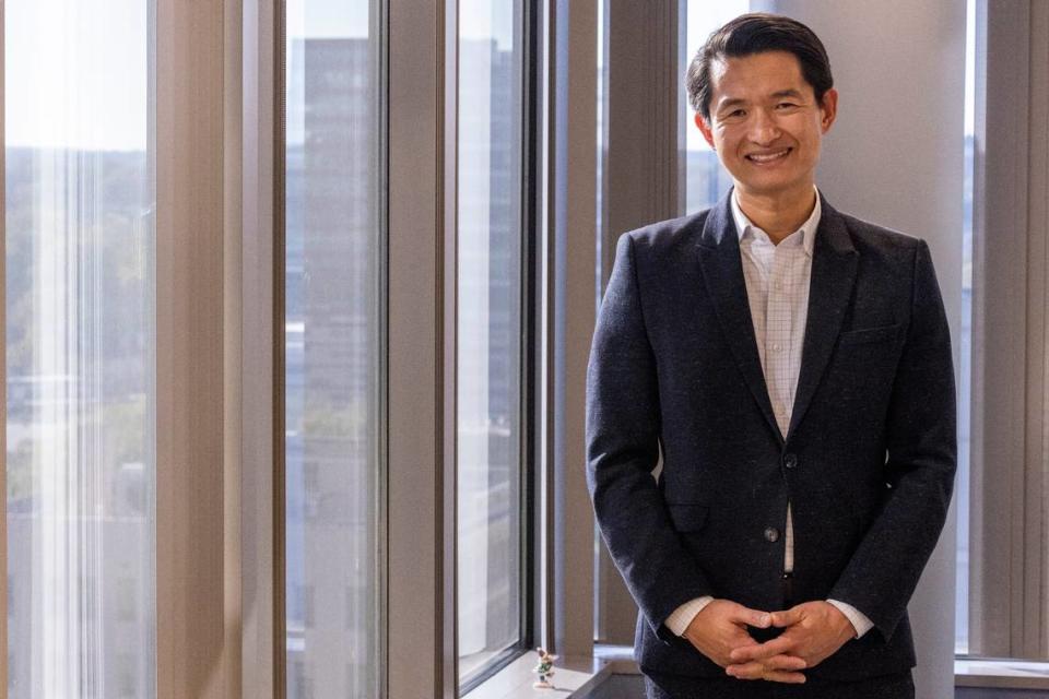 Christopher Chung, CEO of the Economic Development Partnership of North Carolina, photographed Nov. 17, 2022, in Raleigh, N.C. As CEO, he heads the public-private partnership that attracts new companies to the state and encourages existing companies to expand here