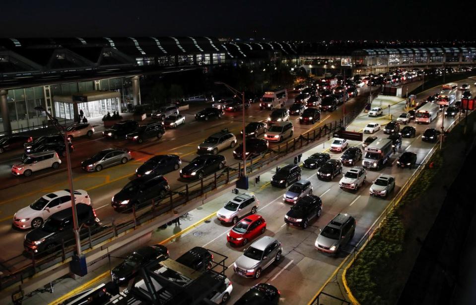 There was also traffic gridlock in Chicago on Tuesday (Kamil Krzaczynski/Reuters)