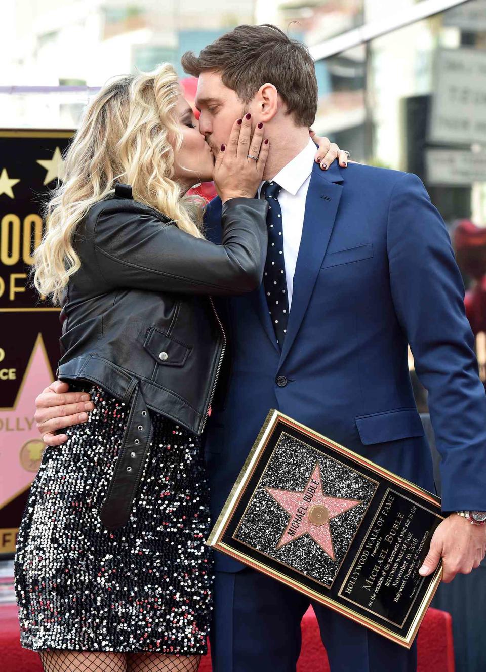 Michael Buble and Luisana Lopilato attend the ceremony honoring Michael Buble with star on the Hollywood Walk of Fame on November 16, 2018 in Hollywood, California