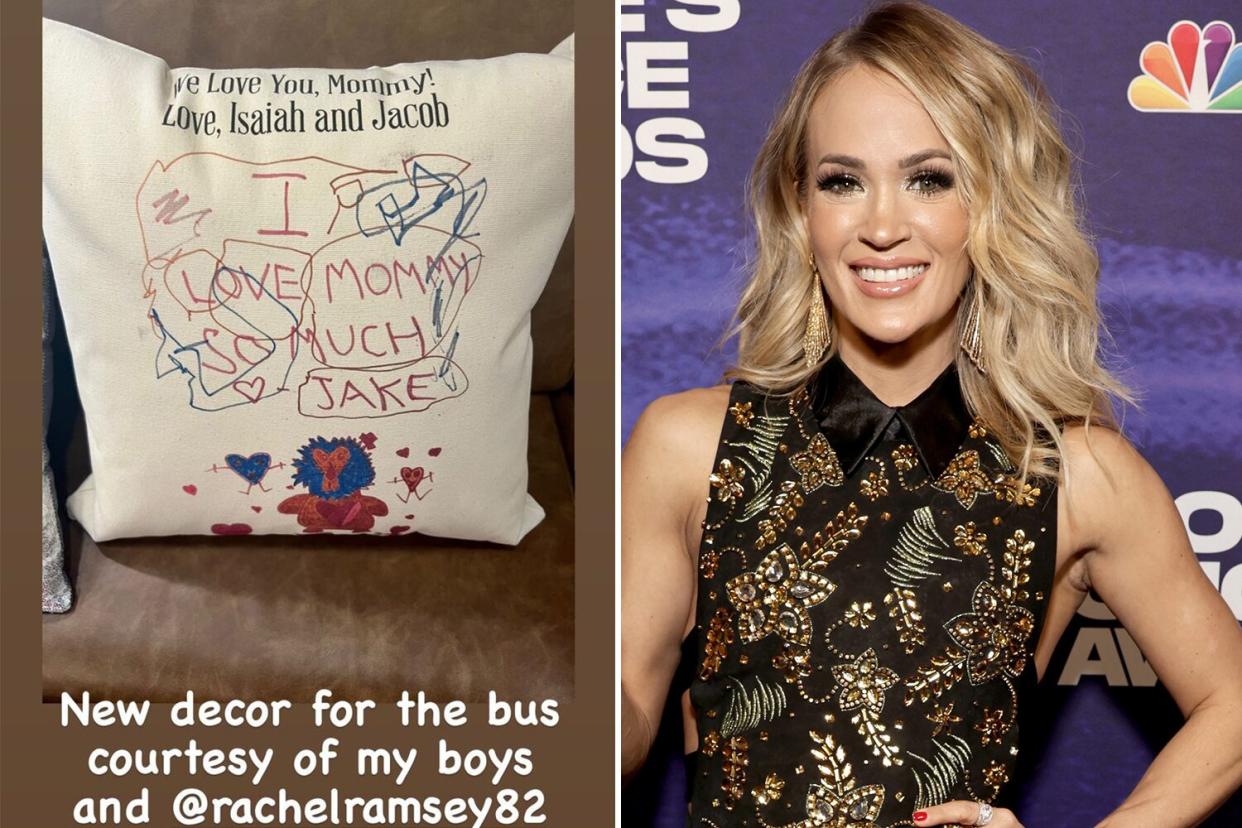 Carrie Underwood Shows Off Custom Pillow From Sons Jacob and Isaiah