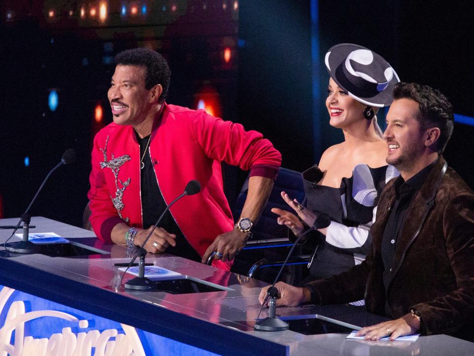 Lionel Richie, Katy Perry, and Luke Bryan applaud on "American Idol"