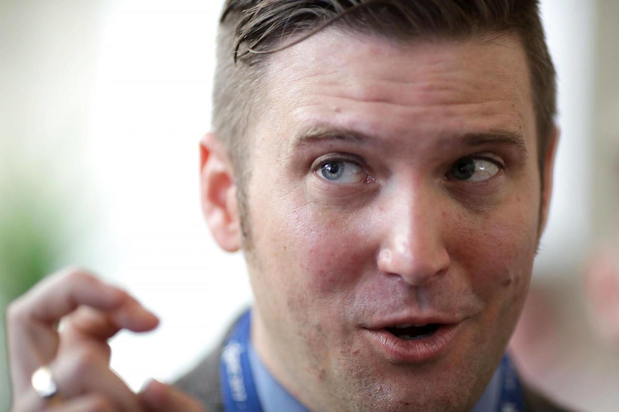 White supremacist Richard Spencer talks with reporters during the first day of the Conservative Political Action Conference: Chip Somodevilla/Getty Images