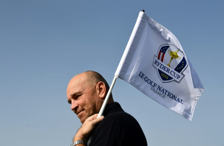 Europe's Ryder Cup captain Thomas Bjorn, seen during the 2018 Ryder Cup media day at the Golf National in Guyancourt, near Paris, the venue of the event, on October 16, 2017