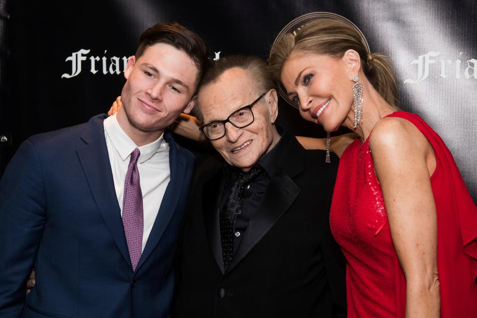 Cannon King and his parents, Larry King and Shawn King, attend the Friars Club Entertainment Icon Award ceremony  on Nov. 12, 2018, in New York.