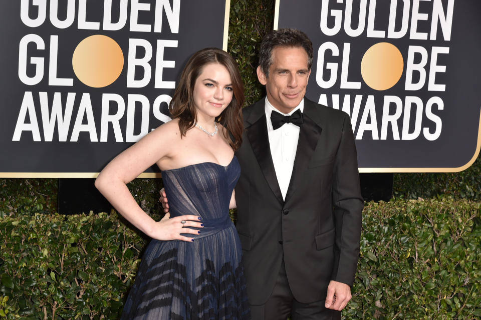 BEVERLY HILLS, CALIFORNIA - JANUARY 06: Ella Stiller and Ben Stiller attend the 76th Annual Golden Globe Awards at The Beverly Hilton Hotel on January 06, 2019 in Beverly Hills, California. (Photo by David Crotty/Patrick McMullan via Getty Images)