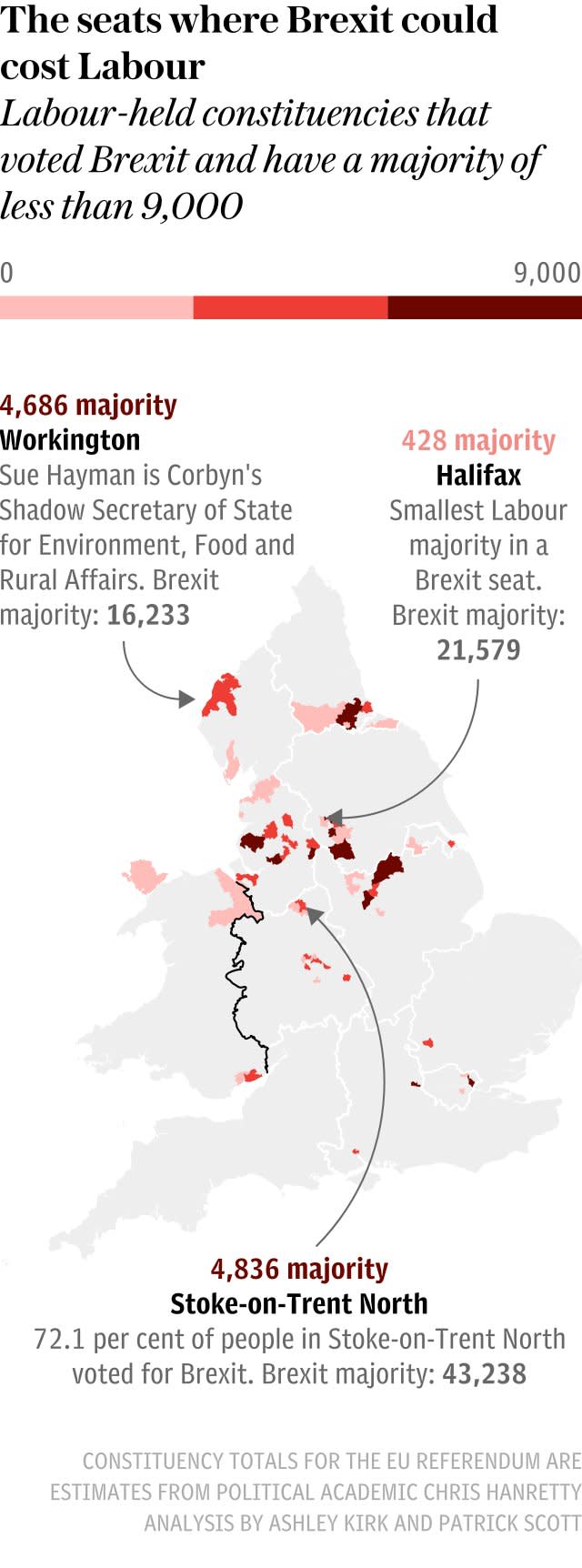 Mapped: The seats where Brexit could cost Labour