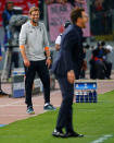 <p>Soccer Football – Champions League Semi Final Second Leg – AS Roma v Liverpool – Stadio Olimpico, Rome, Italy – May 2, 2018 Liverpool manager Juergen Klopp reacts as he looks towards Roma coach Eusebio Di Francesco REUTERS/Tony Gentile </p>