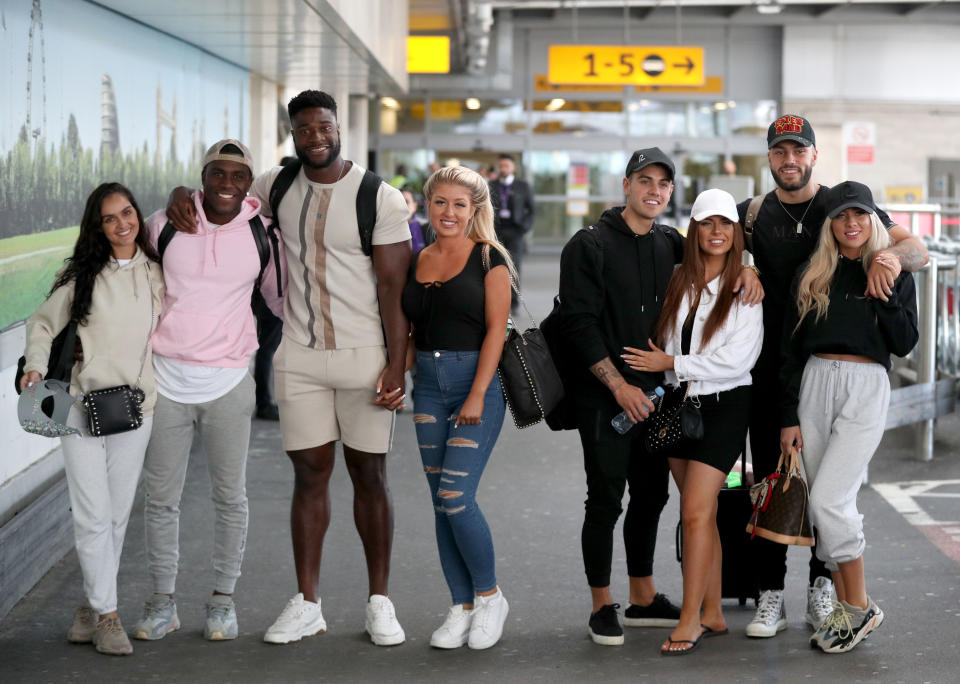 Love Island contestants at the airport