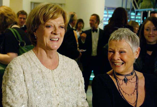 Dame Maggie Smith (left) and Dame Judi Dench arrive for a screening of Ladies In Lavender