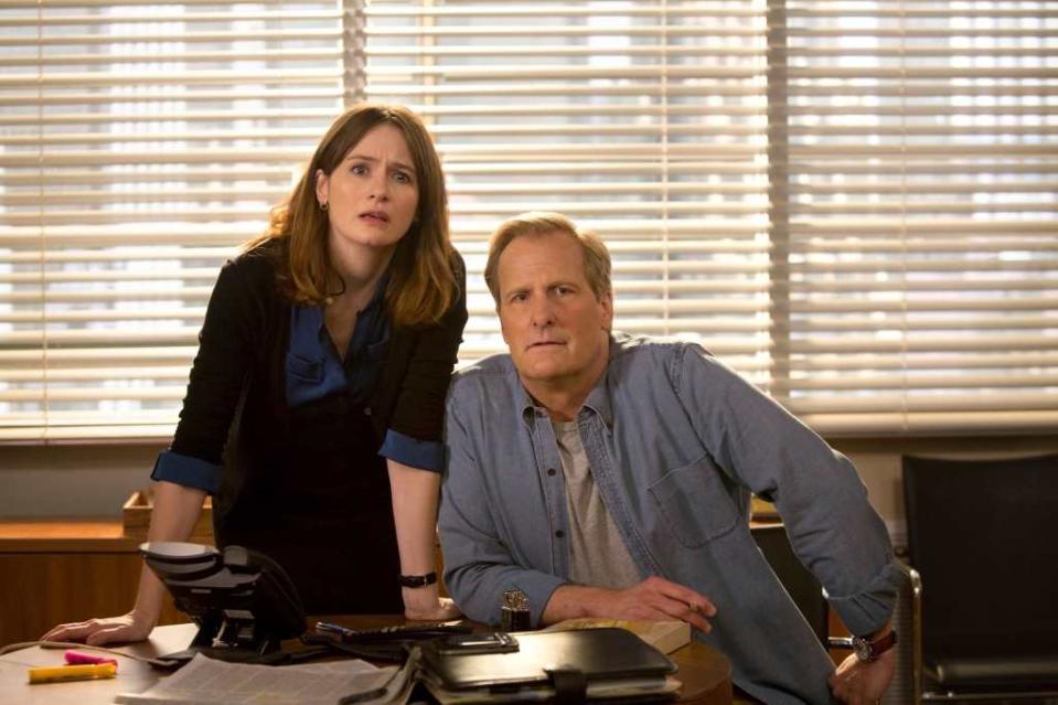 Emily Mortimer and Daniels in “The Newsroom.” Melissa Moseley/HBO