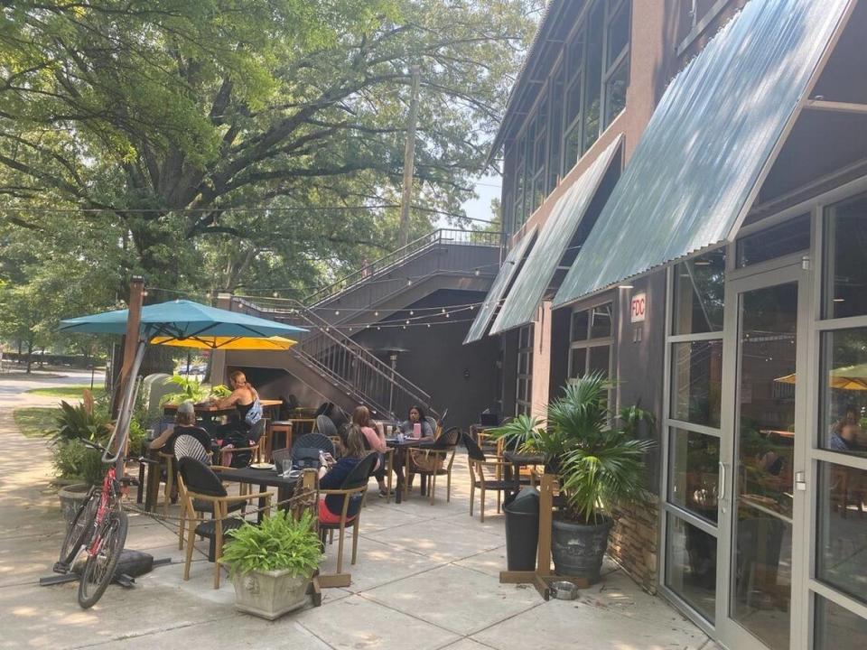 The main level of the Giddy Goat offers outdoor seating.