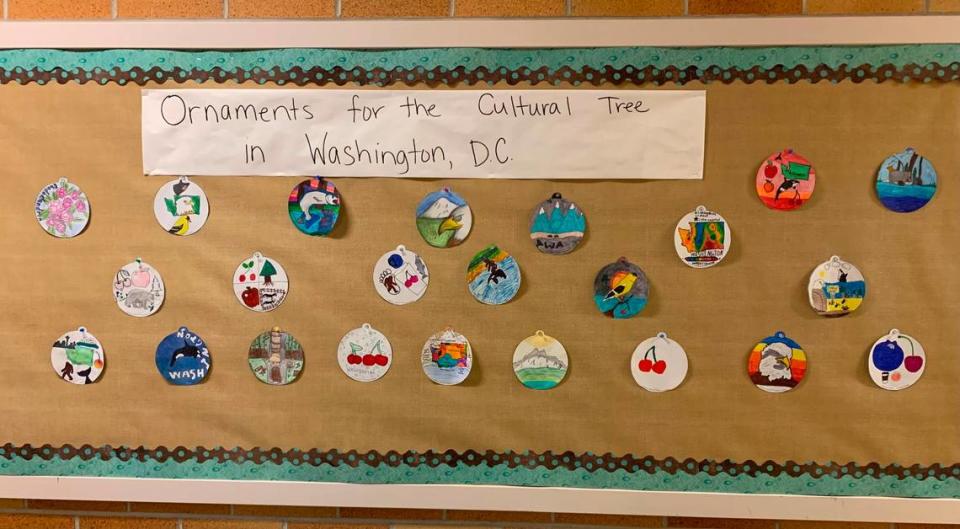 A fifth-grade class in the Mount Baker School District’s Harmony Elementary made ornaments to be shown on a tree outside the White House in Washington D.C.