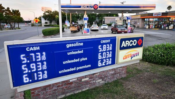 PHOTO: Gas prices listed at a petrol station in Rosemead, California on July 19, 2022. (Frederic J. Brown/AFP via Getty Images)