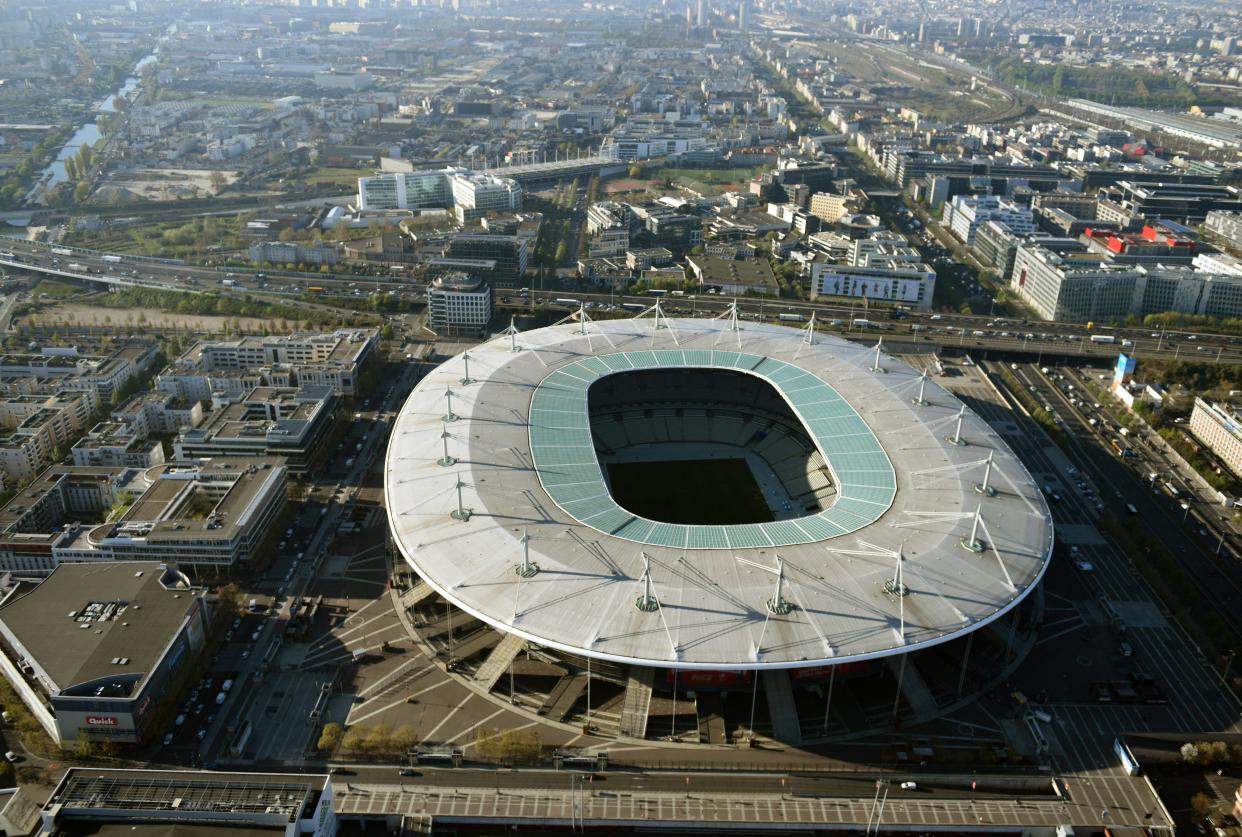 Vue aérienne du Stade de France, qui accueillera la finale de la Coupe de France entre Nantes et Toulouse le 29 avril 2023.