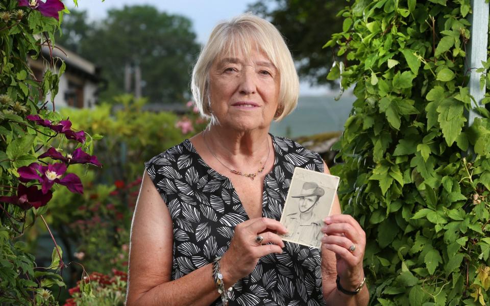 Valerie Gornell with a photograph of her father - Lorne Campbell