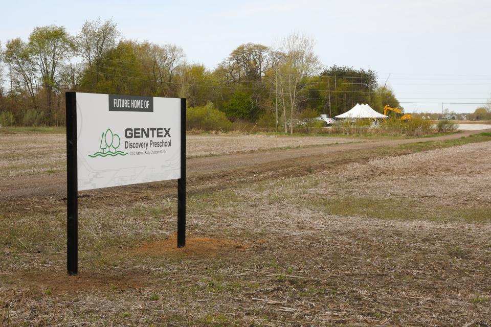 Local representatives gathered in Zeeland on Friday, May 5, to celebrate the beginnings of construction on the Gentex Discovery Preschool.