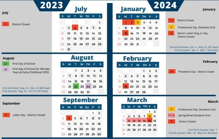 The Springfield school board approved a calendar for the 2023-24 year on Tuesday.