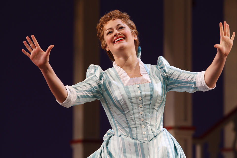 In this photo taken Feb. 9, 2012, Ashley Brown, portraying Magnolia Hawkes, performs at a dress rehearsal during the first act of the Lyric Opera of Chicago's production of "Show Boat." (AP Photo/M. Spencer Green)