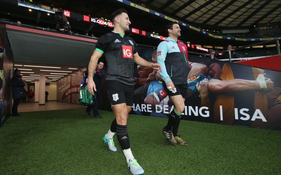 Danny Care and Karl Dickson of Harlequins