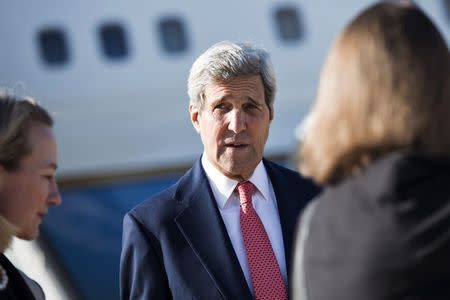 U.S. Secretary of State John Kerry arrives at Queen Alia Airport in Amman September 10, 2014 . REUTERS/Brendan Smialowsky/Pool