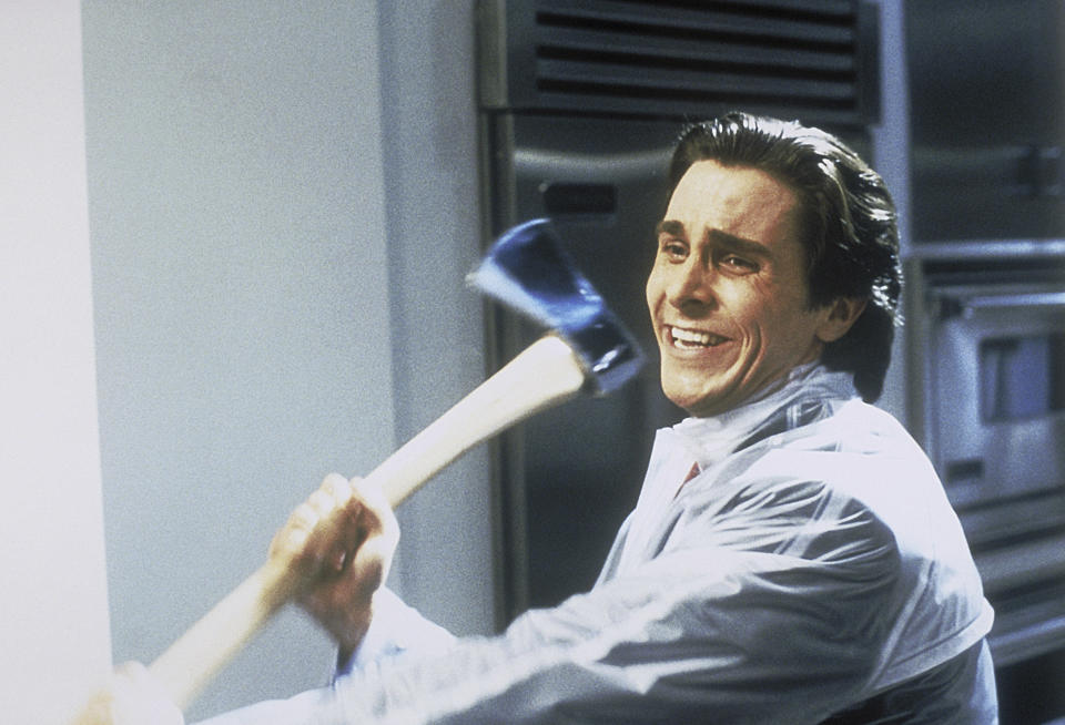 Patrick Bateman holding an axe