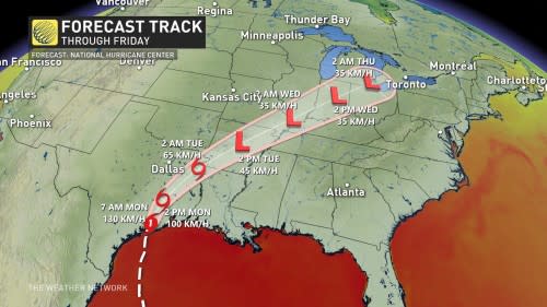 Beryl remmnant track into ON & QC through Friday