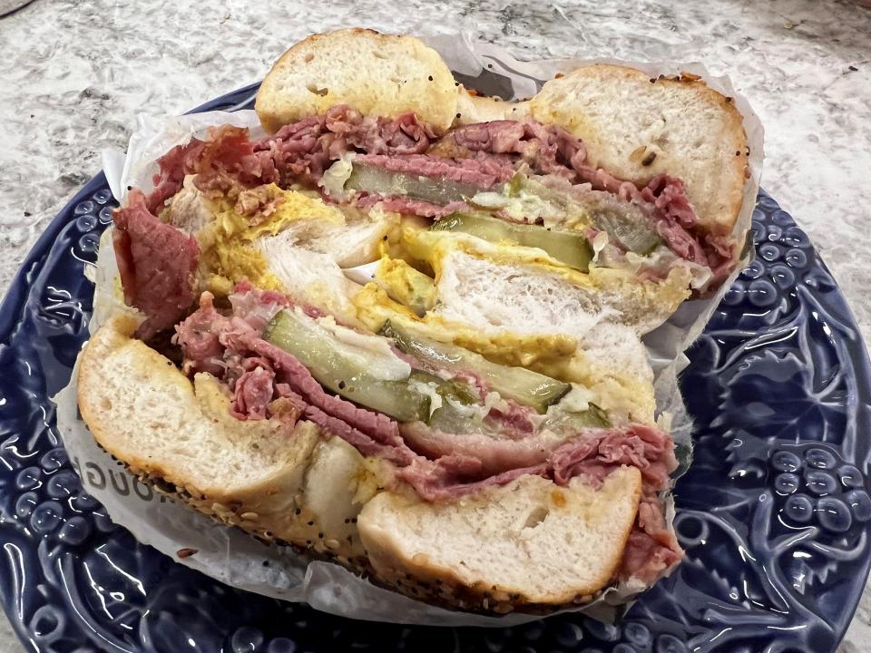 Pastrami bagel sandwich from 5 Boroughs.