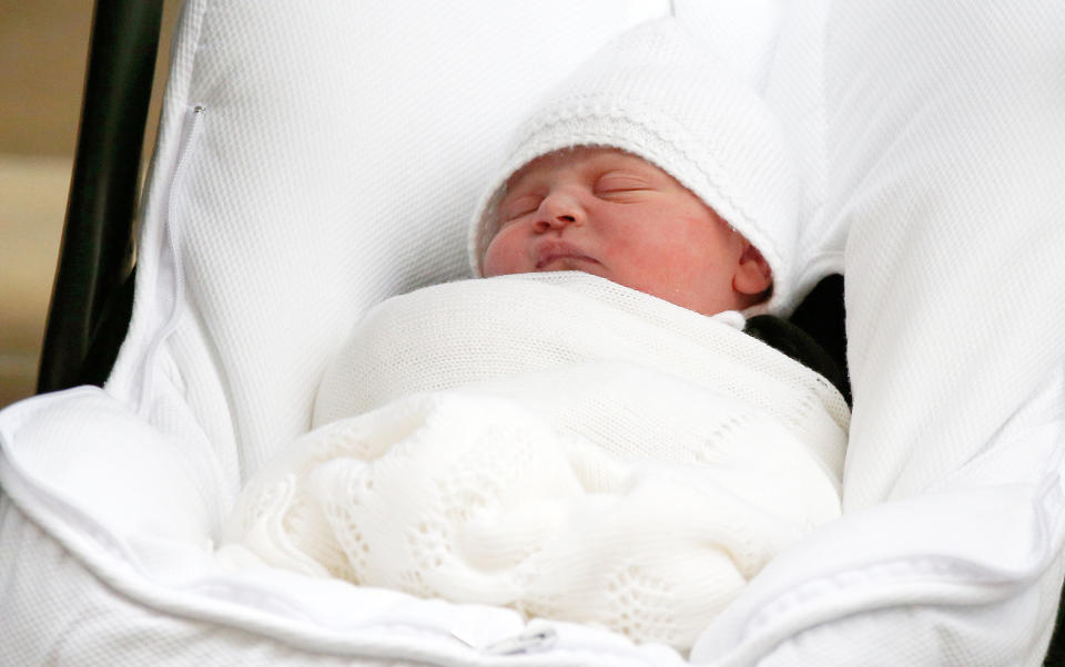 The little prince leaving the Lindo Wing at St. Mary's Hospital on April 23. (Henry Nicholls/Reuters)