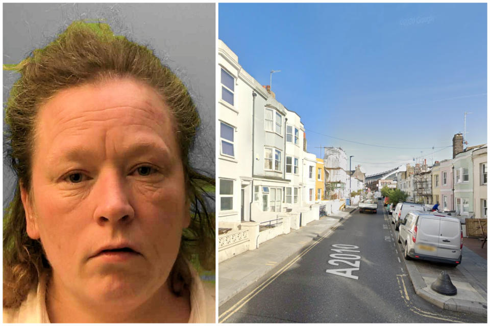 Amy Winter has been jailed for attacking paramedics as they tried to help her after a flat fire. (SWNS/Sussex Police/Google Maps)