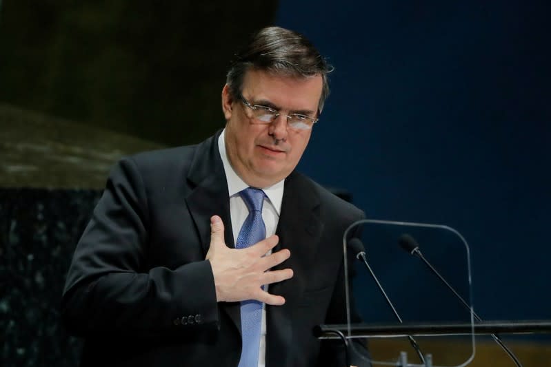 FILE PHOTO: Mexico's Foreign Minister Marcelo Ebrard addresses the 74th session of the United Nations General Assembly at U.N. headquarters in New York City, New York