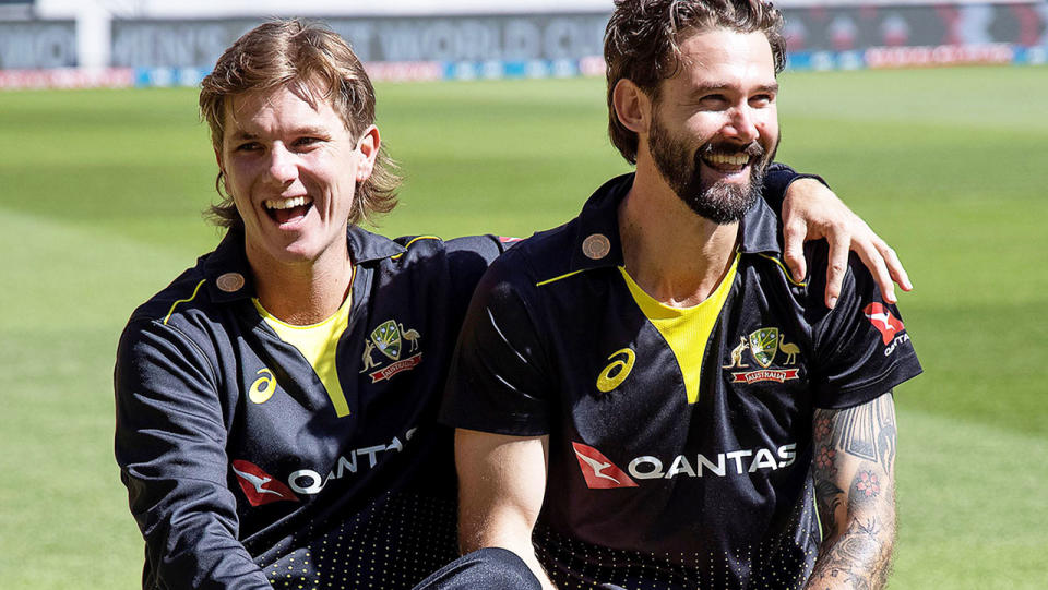 Adam Zampa and Kane Richardson, pictured here posing for a team photo.