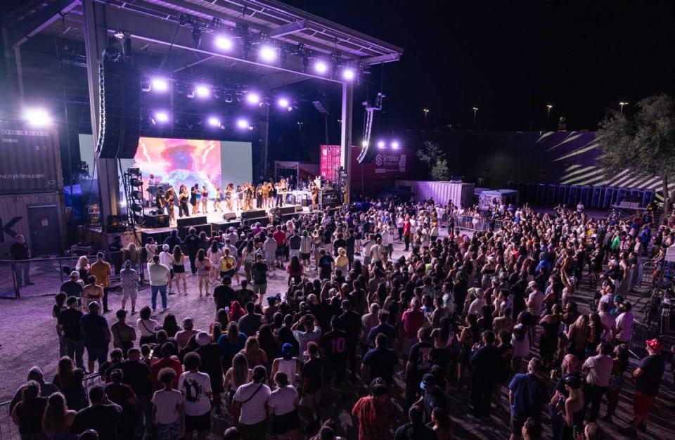 A large crowd at WAVE watches Snow Tha Product during the first night of the Elsewhere Fest on Friday.